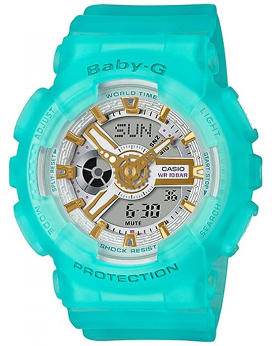 Casio Casio Baby-G BA-110SC-2A  BA-110SC-2AER кварцевые женские часы белый циферблат, браслет пластик — вид спереди